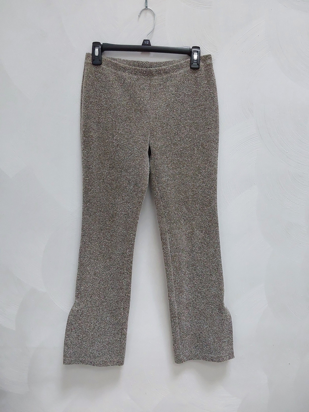 Express Taupe Knit Flare Pants With Gold Thread S
